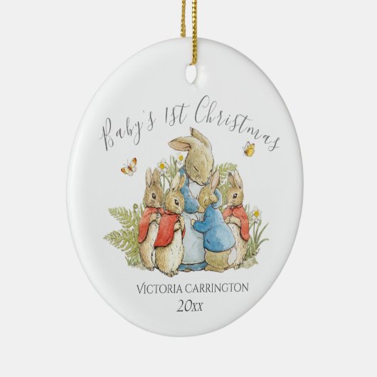 Beatrix Potter Peter Rabbit Baby's 1. Weihnachten Keramik Ornament (Rechts)
