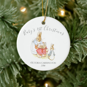 Beatrix Potter Peter Rabbit Baby's 1. Weihnachten Keramik Ornament
