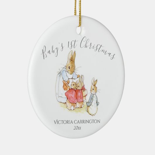 Beatrix Potter Peter Rabbit Baby's 1. Weihnachten Keramik Ornament (Rechts)