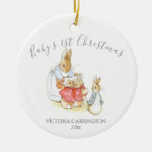 Beatrix Potter Peter Rabbit Baby's 1. Weihnachten Keramik Ornament (Vorne)