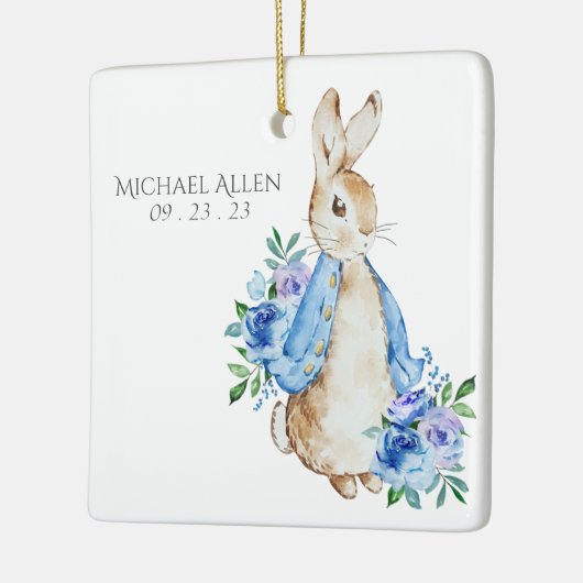 Beatrix Potter Peter Rabbit Blue Personalisiert Ba Keramikornament (Links)