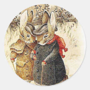 Beatrix Potter - Peter Rabbit Winter Walk Runder Aufkleber