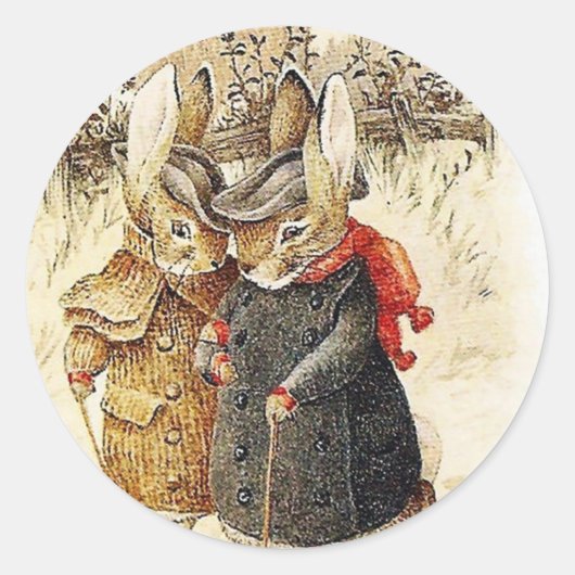 Beatrix Potter - Peter Rabbit Winter Walk Runder Aufkleber (Vorderseite)