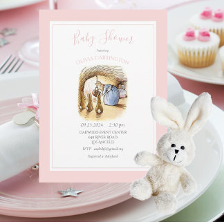 Beatrix Potter Pink Bunny Baby Dusche Einladung