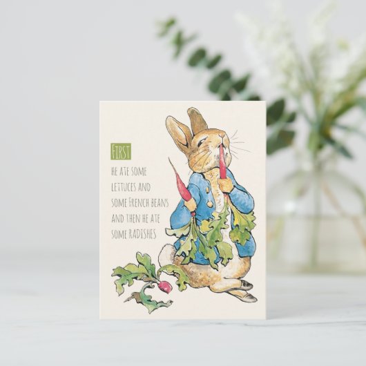 Beatrix Potter Rabbit gorging auf Radieschen CC111 Postkarte (Stehend Vorderseite)