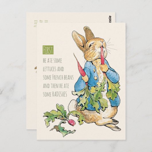 Beatrix Potter Rabbit gorging auf Radieschen CC111 Postkarte (Vorne/Hinten)