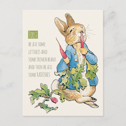 Beatrix Potter Rabbit gorging auf Radieschen CC111 Postkarte (Vorderseite)