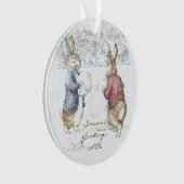 Beatrix Potter Rabbits and Snowman Weihnachten Ornament (Vorderseite)