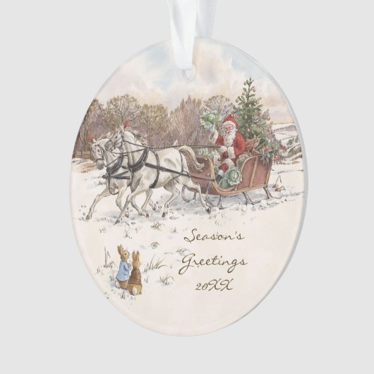 Beatrix Potter Rabbits and Snowman Weihnachten Ornament (Vorderseite)