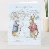 Beatrix Potter Snowman und Bunnies Holiday Karte (Vorderseite)