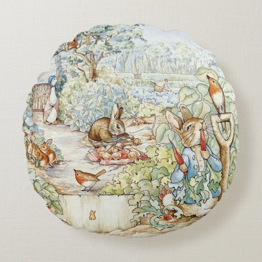 Beatrix Potter Storybook Characters Garden Rundes Kissen (Vorderseite)