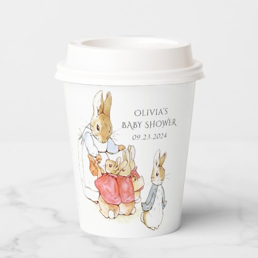 Beatrix Potter Vintage Kaninchendusche Pappbecher (Rückseite)