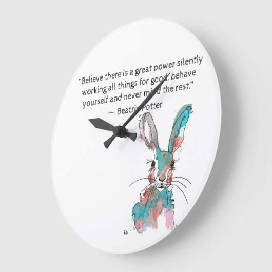 Beatrix Potter Wasserfarbkaninchen Große Wanduhr (Winkel)