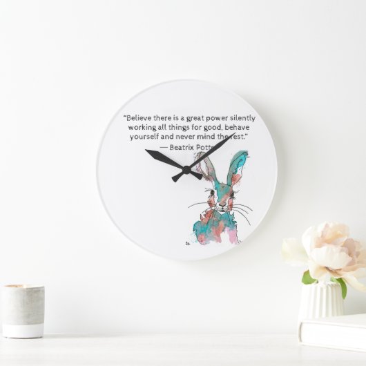 Beatrix Potter Wasserfarbkaninchen Große Wanduhr (Zuhause)