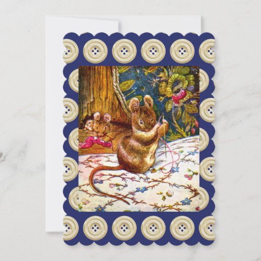 Beatrix Töpfermaus niedliches Vintages Nähen Einladung (Vorderseite)