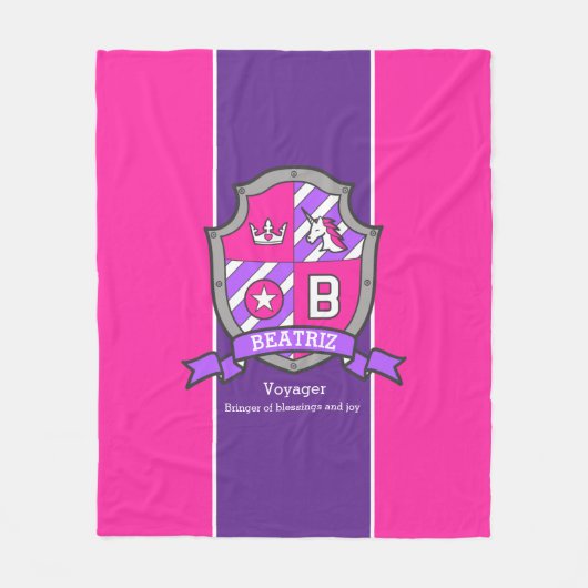 Beatriz B Name bedeutet Schild pink lila Fleecedecke (Vorderseite)