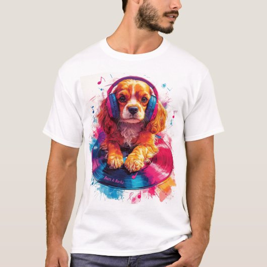 Beats & Barks - Cocker Spaniel Music T-Shirt (Vorderseite)