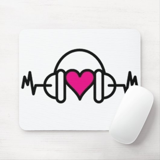 Beats der Liebe | Rosa Herz mit Puls und Kopfhörer Mousepad (Mit Mouse)