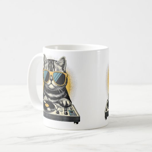Beats Feline Dj Cat Synthwave Kitty Mix Kaffeetasse (Vorderseite Links)