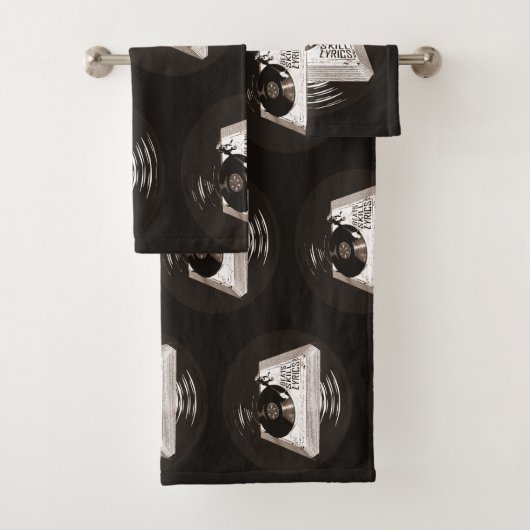 BEATS SKILL TEXTE AUF TURNTABLE HIP HOP BADHANDTUCH SET (Insitu)