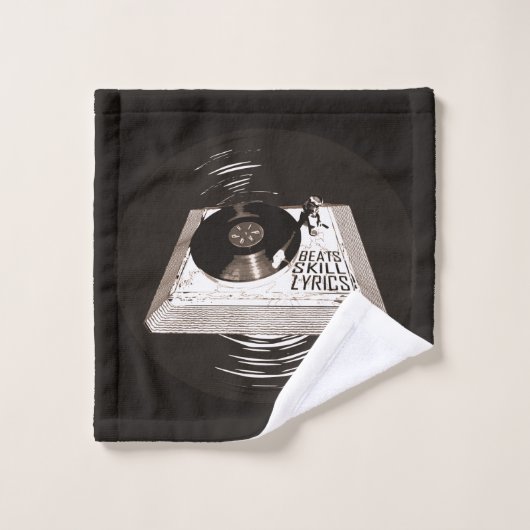 BEATS SKILL TEXTE AUF TURNTABLE HIP HOP BADHANDTUCH SET (Waschlappen)