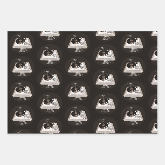 BEATS SKILL TEXTE AUF TURNTABLE HIP HOP GESCHENKPAPIER SET (Vorderseite)