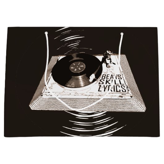 BEATS SKILL TEXTE AUF TURNTABLE HIP HOP GROßE GESCHENKTÜTE (Vorderseite)