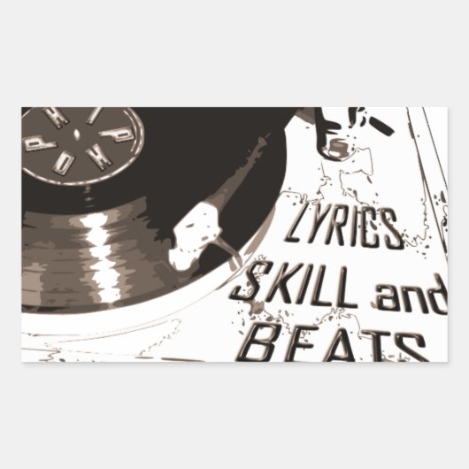 BEATS SKILL TEXTE RECORD PLAYER RECHTECKIGER AUFKLEBER (Vorderseite)
