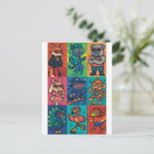 Beats und Tiere Postkarte (Stehend Vorderseite)