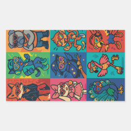Beats und Tiere Rechteckiger Aufkleber