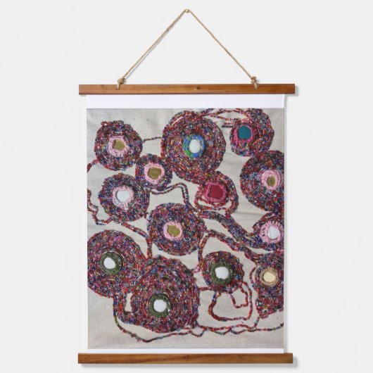 Beattierte Blume Wandteppich Mit Holzrahmen (Vorderseite)