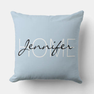 Beau blue color Zuhause monogram Kissen