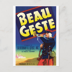 Beau Geste Los Angeles Vintages Label Postkarte