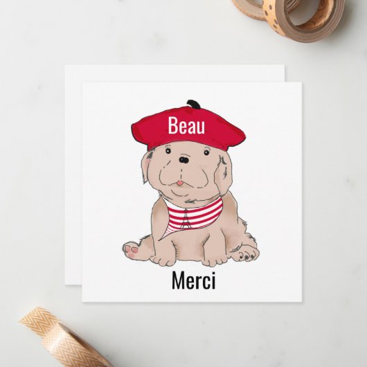 Beau Merci Mitteilungskarten (Vorderseite/Rückseite Beispiel)