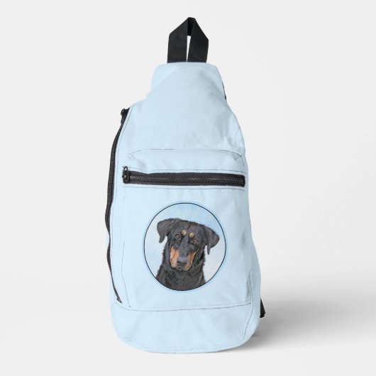 Beauceron Black and Tan Painting Sheepdog Hund Kun Crossbody Bag (Vorderseite)