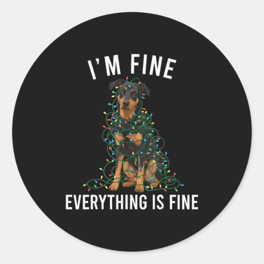 Beauceron Christmas I'm Fine Everything Is Fine Runder Aufkleber (Vorderseite)