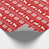 Beauceron Dog Silhouetten Rotes Weihnachtsmuster Geschenkpapier (Ecke)