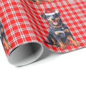 Beauceron Dog und Red Kariert Christmas Geschenkpapier (Rolleneckpunkt)