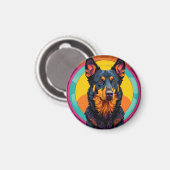 Beauceron Hund Colorful Illustration Magnet (Vorderseite/Rückseite)