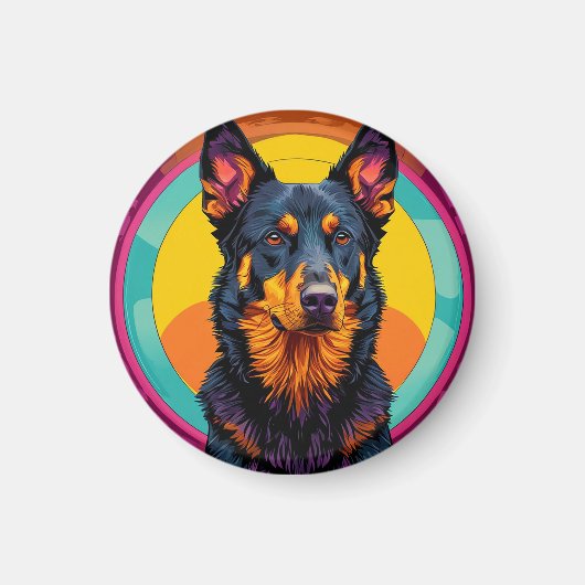 Beauceron Hund Colorful Illustration Magnet (Vorne)