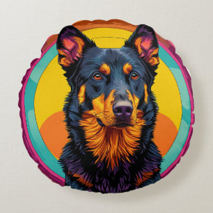 Beauceron-Hund Farbige Illustration Rundes Kissen