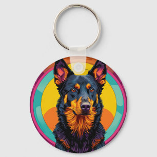 Beauceron-Hund Farbige Illustration Schlüsselanhänger