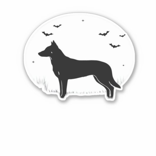 Beauceron Hund � Halloween Moon Silhouette Classic Aufkleber (Vorderseite)