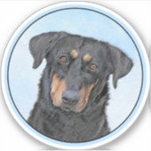 Beauceron Malerei - Niedliche Original Hunde Kunst Aufkleber (Vorderseite)