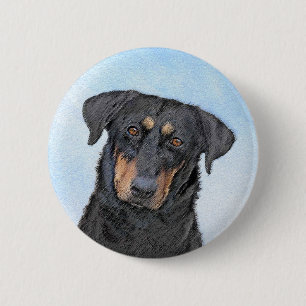 Beauceron Malerei - Niedliche Original Hunde Kunst Button