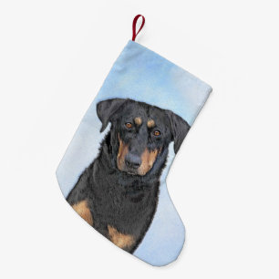 Beauceron Malerei - Niedliche Original Hunde Kunst Kleiner Weihnachtsstrumpf