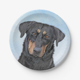 Beauceron Malerei - Niedliche Original Hunde Kunst Pappteller