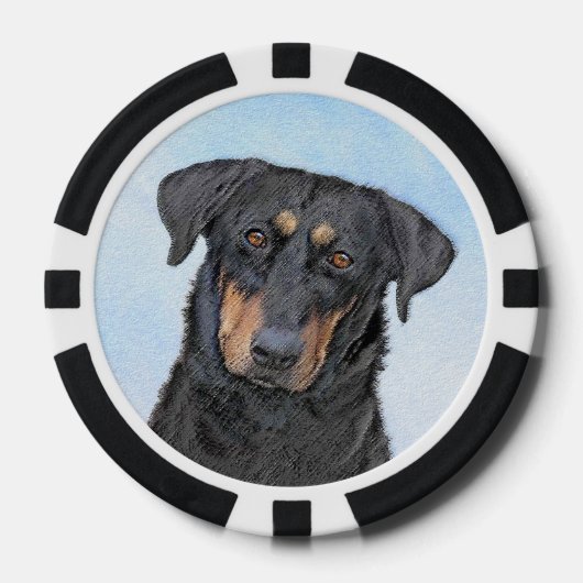 Beauceron Malerei - Niedliche Original Hunde Kunst Pokerchips (Vorderseite)