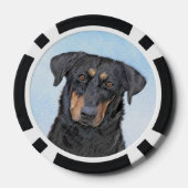 Beauceron Malerei - Niedliche Original Hunde Kunst Pokerchips (Rückseite)