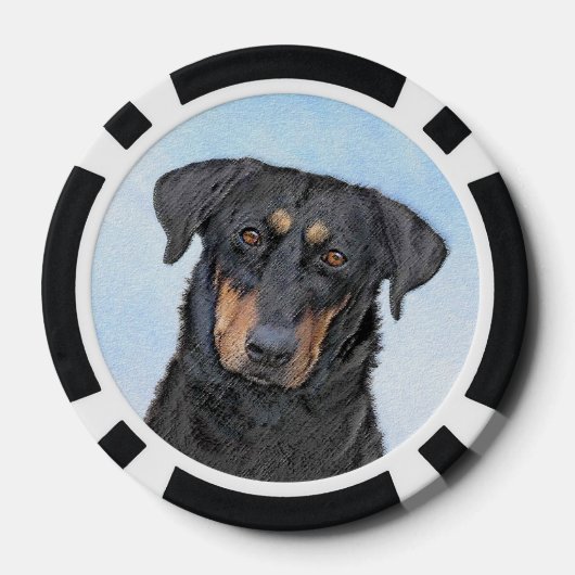 Beauceron Malerei - Niedliche Original Hunde Kunst Pokerchips (Rückseite)